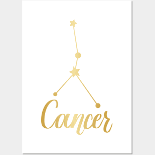 Cancer Zodiac Constellation in Gold Posters and Art